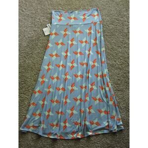 LuLaRoe MAXI Long SKIRT WOMENS Plus size 2XL Light Blue star quilts Stretch Soft